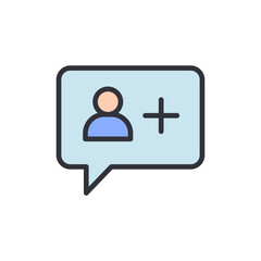 Add followers colored icons, minimalist vector illustration ,simple transparent graphic element .Isolated on white background