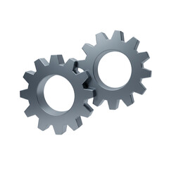 Two Connected Gears Cogwheel Mechanism Industrial Operation Teamwork Concept