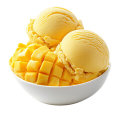 Mango Ice Cream Dessert Bowl with Fresh Mango Pieces
