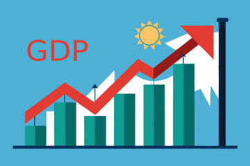 Rising Gdp Graph With Country Flag In The  a vector illustration