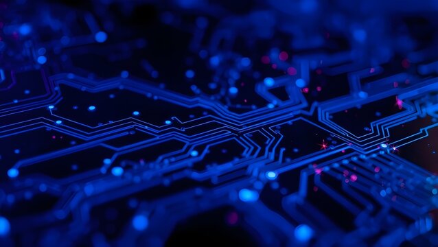 Glowing Circuit Stitches - Digital Cyberpunk Tech Wallpaper