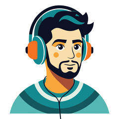 man listening to music vector