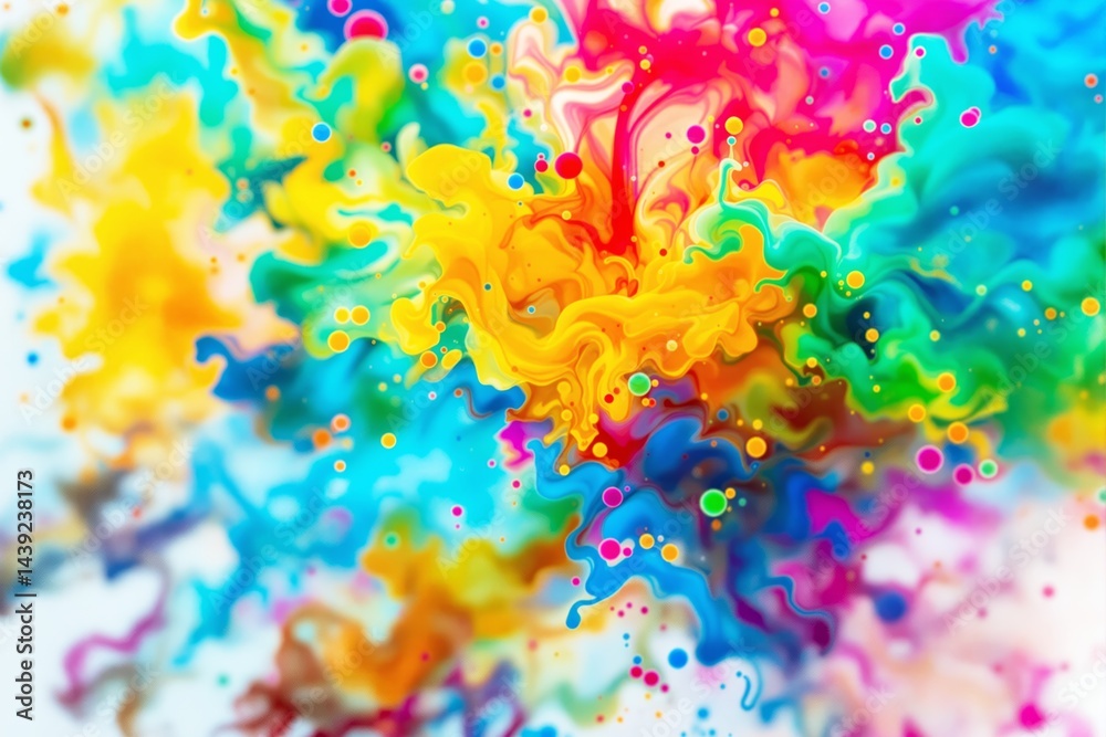 Aufkleber abstract colorful fluid paint splashes on light background.