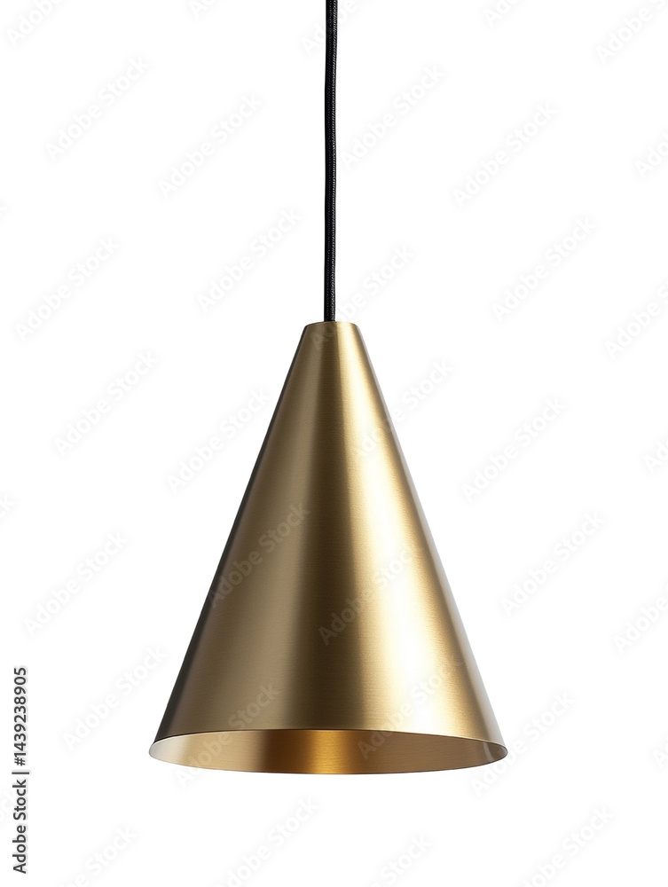 Poster elegant golden pendant lamp, a sleek and modern design element against a minimalist setting
