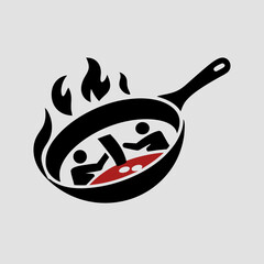 Bold Cast Iron Skillet Logo Silhouette Vector