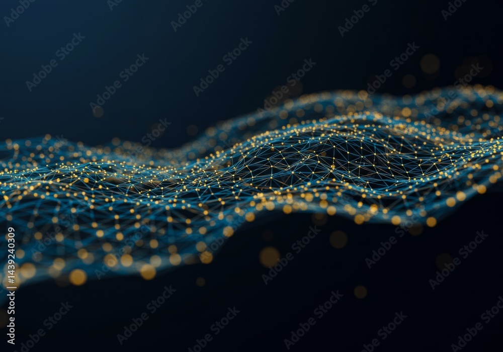 Poster abstract network connection background with glowing nodes and lines