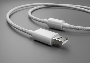 Braided USB cable with A-type connector for charging and data transfer