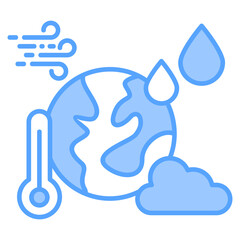 Climate Change Blue Icon