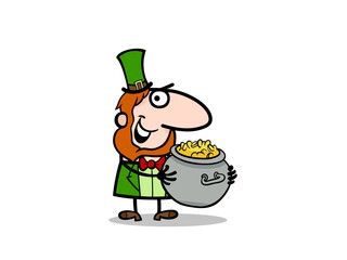 A Leprechaun With Pot of Gold Celebrating Saint Patrick Day