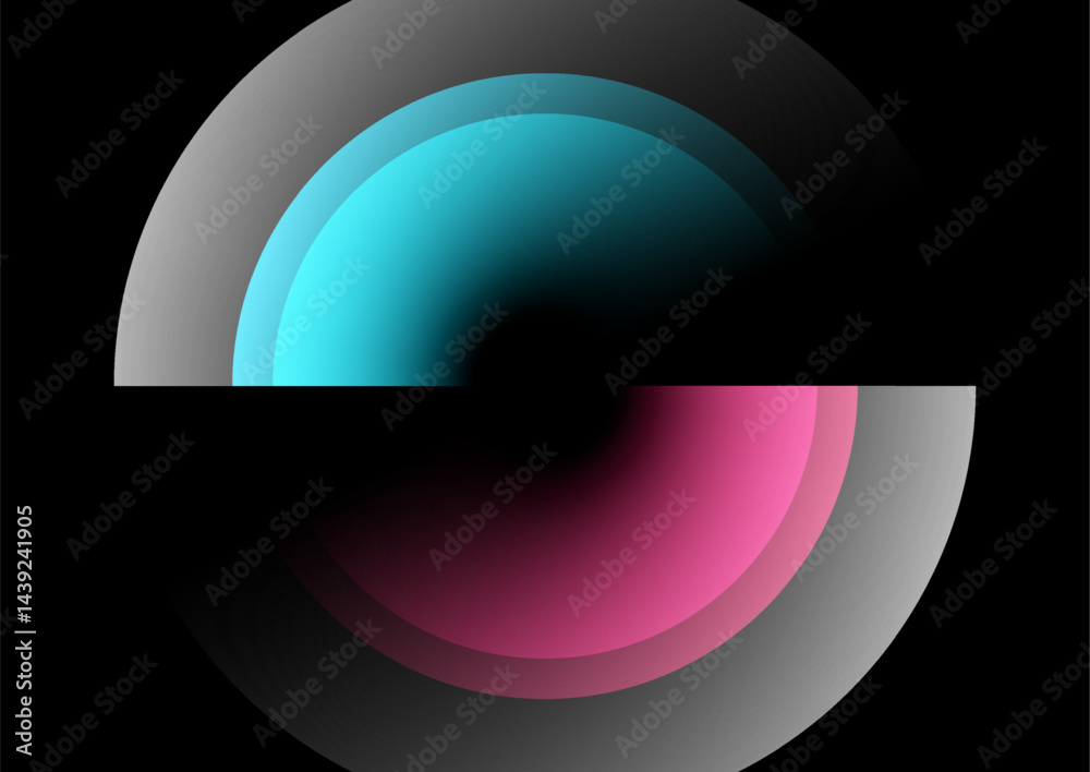 Poster blue, purple and grey metallic glossy circles abstract minimal tech background. geometric vector des