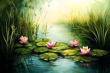 pink water lilies