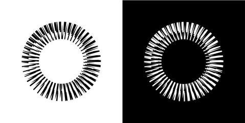 Fototapeta premium Dynamic abstract spiral sound wave rhythm lines. Circular spiral sound wave rhythm of lines. Circular futuristic abstract lines, black and white background. 