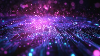 Fototapeta premium Circuit board pulses with digital life