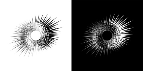 Dynamic abstract spiral sound wave rhythm lines. Circular spiral sound wave rhythm of lines. Circular futuristic abstract lines, black and white background.	
