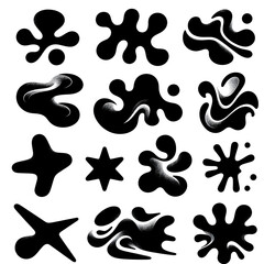 Collection of Abstract Blob Shapes in Black