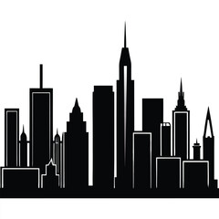 Obraz premium Urban Skyline Silhouettes Vector Illustration