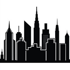 Obraz premium Minimalist City Skyline Vector Illustration