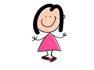 Simple Smiling Person in a Drawing Illustration on Black Background