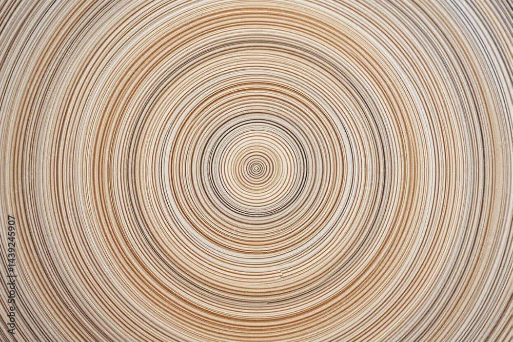 Poster Abstract concentric circular pattern with a textured wooden effect.