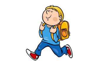 Enthusiastic Boy Heading Back to School for New Knowledge