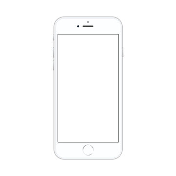 iPhone 8 is a smartphone developed by Apple. For Editorial. White color. Stock vector illustration. Isolated on transparent background.