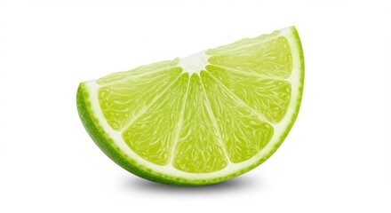 Fresh lime wedge close up showing vibrant green color and juicy texture