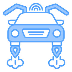 Flying Car Blue Icon