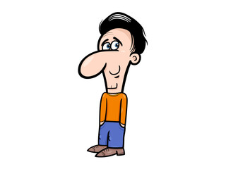 Anxious Character Standing Isolated with a Black Background