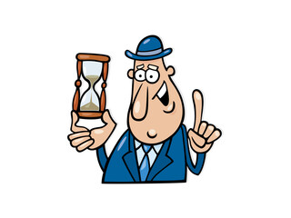 Man Holds an Hourglass with Sand Running Through It