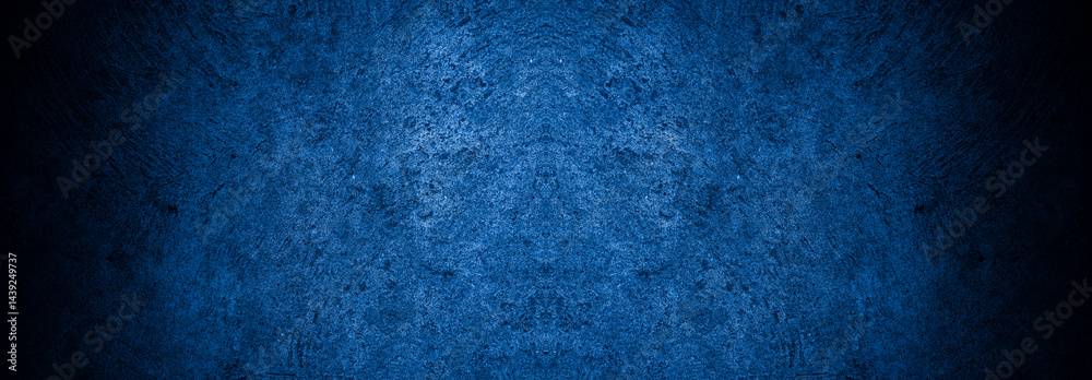 Aufkleber Old wall pattern texture cement blue dark abstract  blue color design are light with black gradient background.