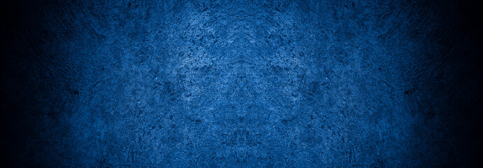 Old wall pattern texture cement blue dark abstract  blue color design are light with black gradient background.