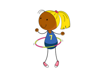 Girl with Hula Hoop Having Fun While Exercising at Home