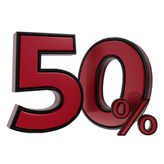 3d render number 50 percent %