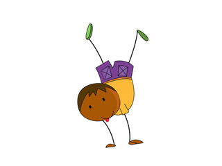 Animated Boy Performs a Handstand With Black Color Background