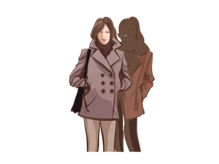 A Stylish Woman in a Trench Coat On Black Background