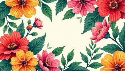 Bold vibrant floral pattern, ideal for summer event flyers , celebration, brochure
