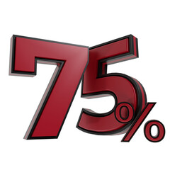 3d render number 75 percent %
