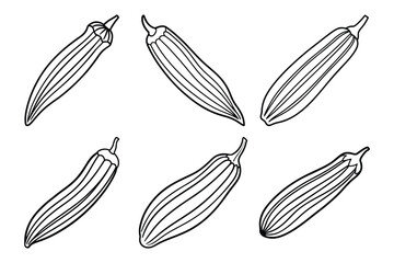 Okra vegetable line icon set vector illustration design with white background