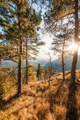 Sunset over Liptov region with Tatras mountains  landspace, Slovakia.