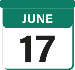 Obraz premium 17 June daily calendar flat design template in green colour