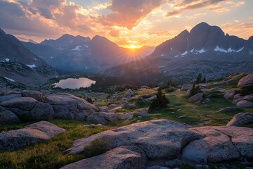 sunset over the mountains
