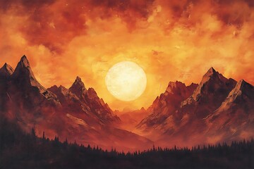 sunset in the mountains
