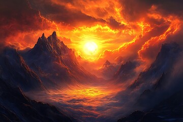 sunset in the mountains