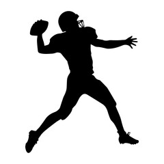 Silhouette of an American football player throwing a ball