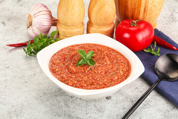 Cold vegan tomato soup Gazpacho