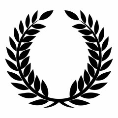 Black silhouette laurel wreath, branches victory, honor triumph laurel wreath