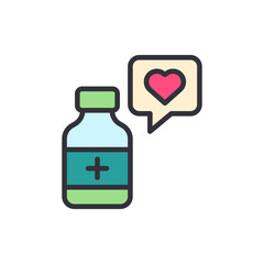 Cough syrup colored icons, minimalist vector illustration ,simple transparent graphic element .Isolated on white background