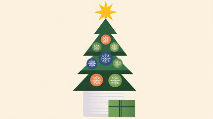 Fototapeta premium christmas, tree, holiday, decoration, celebration, xmas, card, vector, illustration, hat, design, winter, season, star, art, cap, merry, symbol, shape, christmas tree, green, greeting, new, birthday, 