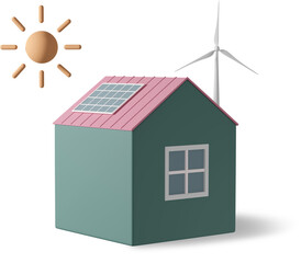 solar panel, sun, house