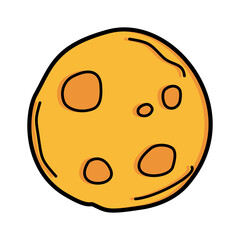 doodle of full moon isolates on white